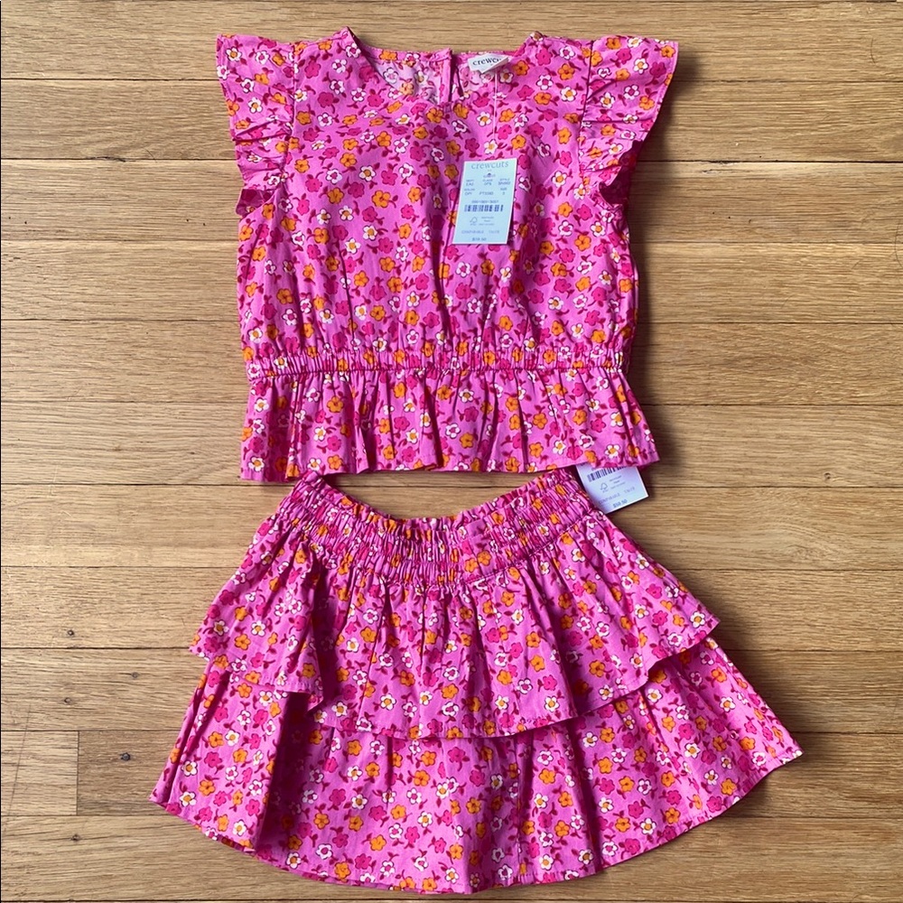 NWT Crewcuts Girls Floral Skirt Set